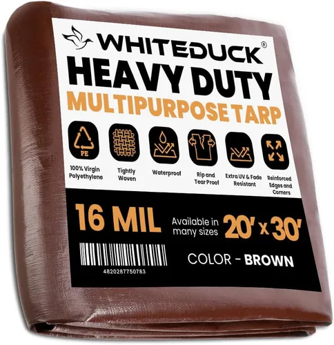 Miniatura 59 de WHITEDUCK Lona de polietileno súper resistente de 16 mil de grosor, 12 x 16 pies, impermeable, 100% resistente a los rayos UV, a prueba de Azul- 16