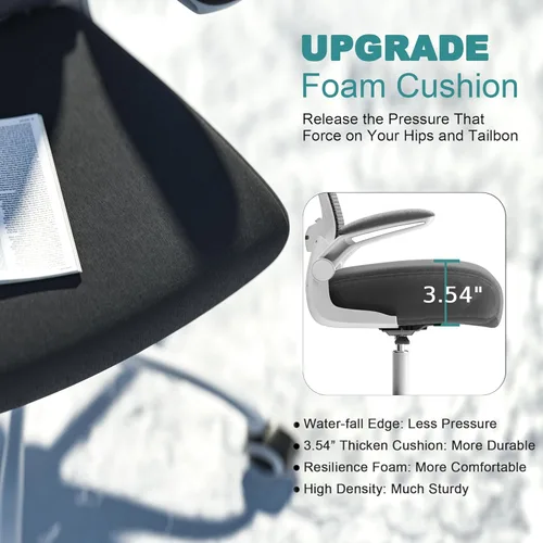 Miniatura 4 de Mimoglad Silla de Oficina, Silla de Escritorio Cómoda - Silla Ergonómica de Computadora de Respaldo Alto con Soporte Lumbar Ajustable y Negro mate
