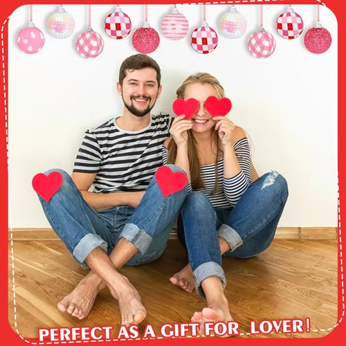 Miniatura 5 de Zhanmai Adorno de bola para el día de San Valentín, mini bola envuelta en tela, adornos colgantes decorativos, decoraciones de amor, 1.97 pulgadas
