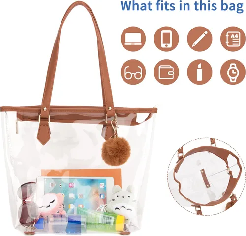 Miniatura 2 de Bolso de hombro transparente grande con colgante de felpa