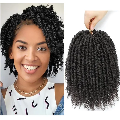 Miniatura 32 de Cabello de ganchillo Passion Twist, cabello Passion Twist pretrenzado, cabello Passion Twist de 10 pulgadas, trenzas de ganchillo cortas Passion