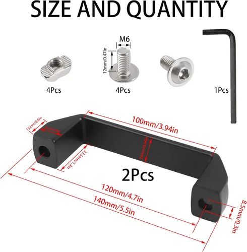 Miniatura 2 de Manija rectangular de aleación de aluminio para perfil de extrusión de aluminio estándar europeo de 30 series (negro)