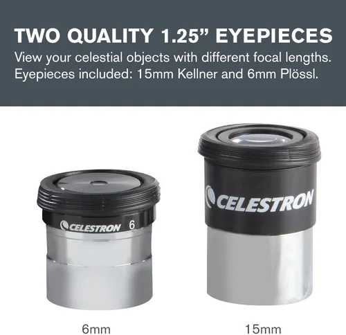 Miniatura 2 de Celestron AstroMaster - Kit de accesorios de 8 piezas de oculares y filtros - Incluye dos oculares de 1.25", lente Barlow 2X, tres filtros, paño