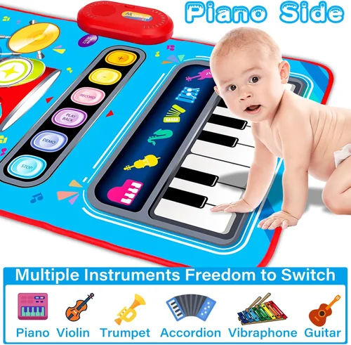 Miniatura 2 de Juguetes de bebé para niños de 1 año: Alfombra musical para bebés Juguetes para niños pequeños de 1 a 2 años - Piano y tambor de 2 en 1 Alfombra