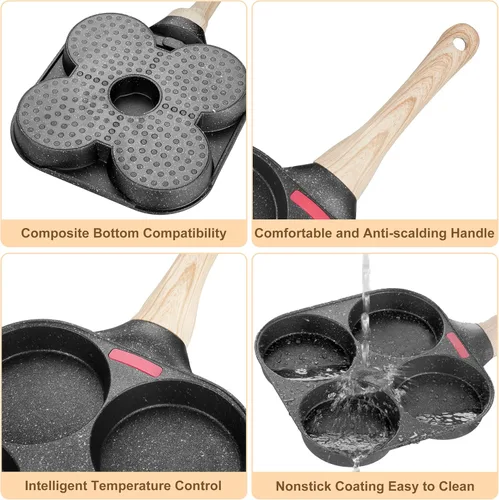 Miniatura 6 de MyLifeUNIT Sartén para Huevos, 4 Tazas, Sartén Antiadherente para Huevos, Sartén para Huevos Fritos para Desayuno, Panqueques, Hamburguesas, Negro