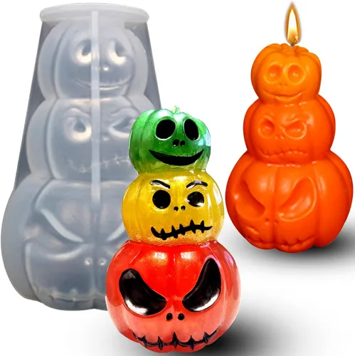 Miniatura 12 de Moldes de vela de calavera de Halloween, moldes de mano de fantasma 3D de calavera de silicona para fundición de resina epoxi, moldes para hacer 1