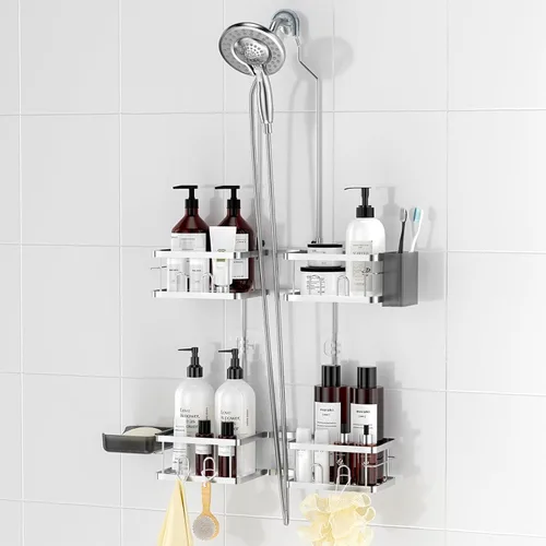 Miniatura 10 de REINHARDT Organizador de Ducha Ajustable Colgante Organizador de Ducha Resistente a la Oxidación para Cabezales de Ducha Portátiles, Organizador