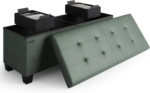 Miniatura 86 de Cubo otomano de almacenamiento con cubo pequeño, otomana cuadrada de 15 pulgadas con almacenamiento para sala de estar y dormitorio, reposapiés