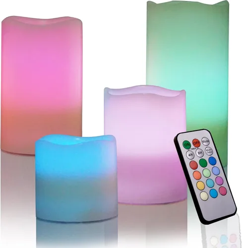 Miniatura 18 de CANDLE CHOICE Velas de Navidad sin llama con temporizador remoto, cera real, parpadeante, pilares LED con grabado deprimido, reno, Papá Noel, Blanco