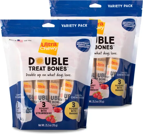 Miniatura 12 de Ultra Chewy Double Treat Bones Favorites, golosinas para perros, hechas en los Estados Unidos, golosinas saludables, fáciles de digerir, promueve