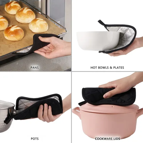 Miniatura 4 de Juego de soportes para ollas de cocina, resistentes al calor, juego de agarraderas de algodón puro, salvamanteles, posavasos grandes, almohadillas