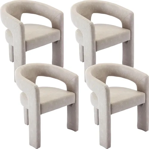 Miniatura 26 de BESTANO Sillas de comedor modernas tapizadas en terciopelo de vellón con respaldo abierto, lindas sillas laterales de barril, sillas de cocina