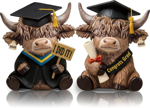 Miniatura 9 de Karenhi 2 piezas de figuritas de vaca de las Tierras Altas para el Día de la Madre, figuritas de gnomo de vaca con flores y corazón de MADRE