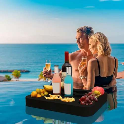 Miniatura 4 de Portavasos Flotante, Bandeja de Mesa de Refrigerios para Piscina, Playa, Fiesta o Jacuzzi Flotante - Barra de Servicio Versátil y Portátil