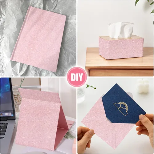 Miniatura 6 de Amiya Papel adhesivo de vinilo con purpurina rosa de 17.3 x 120 pulgadas, autoadhesivo, para pegar y despegar, papel tapiz decorativo brillante