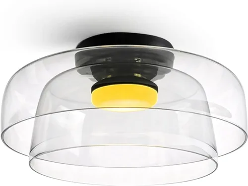 Miniatura 8 de Jowjut Luces de Techo de Montaje al Ras 1-Luz Cristal Gris Luces de Montaje al Ras 2-Capas Pantalla Mediados del Siglo Isla de Cocina Lámparas