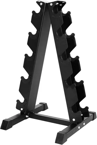 Miniatura 2 de Fitvids Mancuerna hexagonal con revestimiento de goma, par de 25 libras con estante con marco en A