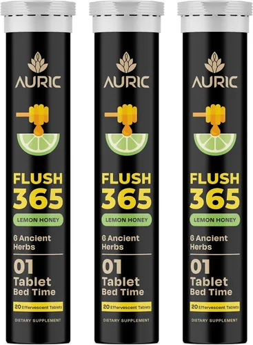 Miniatura 9 de Auric Flush 365 Tabletas efervescentes Fórmula de apoyo para el bienestar a base de plantas Sabor miel limón 20 tabletas