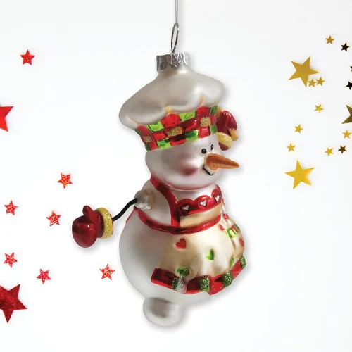 Miniatura 5 de Adorno navideño de cristal de chef de muñeco de nieve alegre