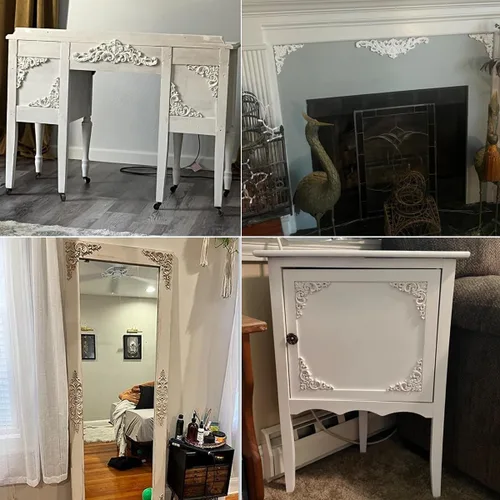 Miniatura 5 de 8 Pcs Decorative Wood Appliques and Onlay for Furniture 3.1inch Wooden Carved Corner Applique Onlay Decal DIY Unpainted for Furniture Wardrobe