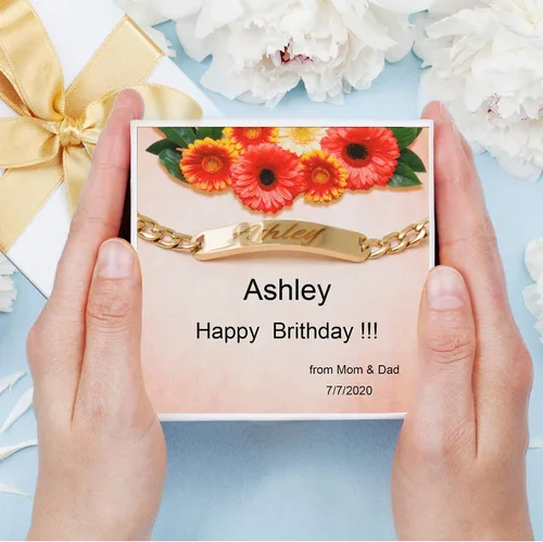 Miniatura 4 de Pulseras personalizadas chapadas en oro de 18 quilates para parejas, grabados personalizados, con nombre y identificación, juego a juego