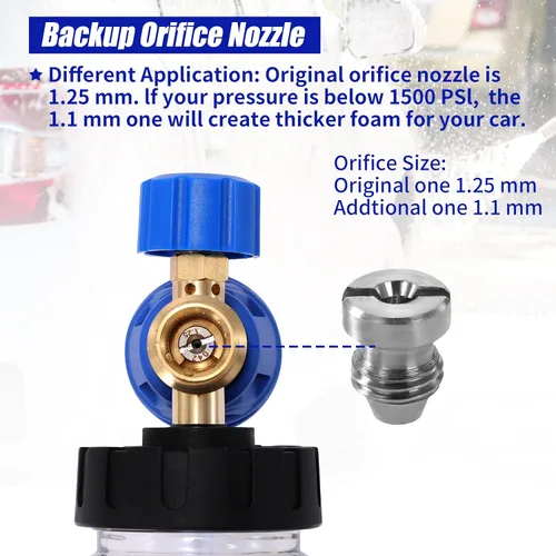 Miniatura 6 de Tool Daily - Cañón de espuma para lavadora a presión, espátula de espuma ajustable, lanza de espuma de nieve con M22 y conector rápido de 0.6 cm