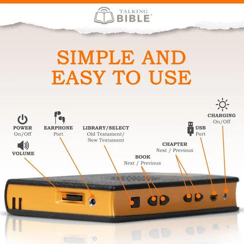 Miniatura 4 de Reproductor electrónico de audio de la Santa Biblia en inglés para personas mayores, niños y ciegos, alimentado por energía solar y recargable por