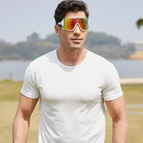Miniatura 2 de FEISEDY Gafas de sol para hombres y mujeres, gafas de béisbol deportivas de los años 80 para jóvenes, adolescentes, correr, softbol, B4057 Espejo