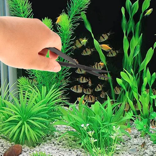 Miniatura 3 de POPETPOP Tijeras curvadas de acuario de 6.1 pulgadas, tijeras de hierba para agua, acción de precisión con resorte para paisajismo acuático y poda