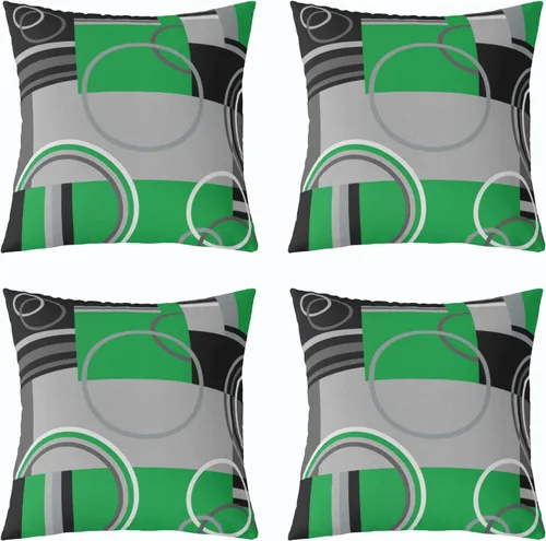 Miniatura 12 de Fundas de almohada geométricas modernas con rayas en rojo, marrón y negro, diseño retro de círculos y remolinos, juego de 4 fundas de almohada de 16