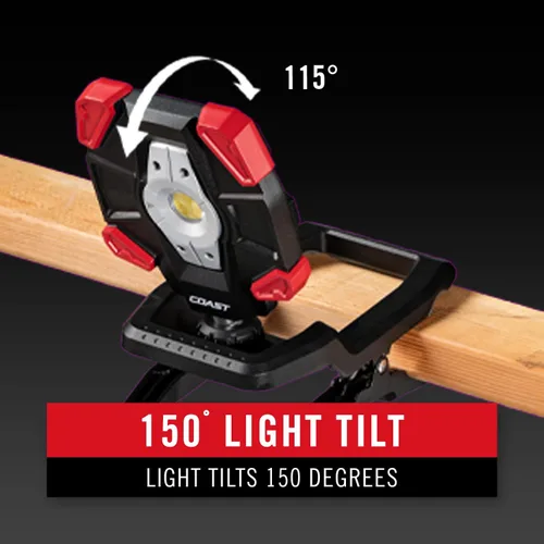 Miniatura 6 de Coast CL20R 1750 lúmenes recargable de doble potencia giratoria LED abrazadera magnética luz con haz de inundación gran angular, negro/rojo