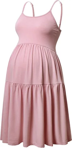 Miniatura 160 de GINKANA Vestido de maternidad sin mangas para mujer, con tirantes ajustables, vestido casual de verano para uso diario o baby shower