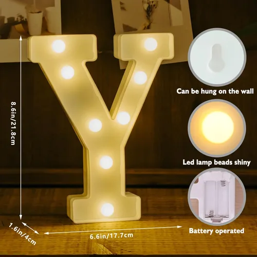 Miniatura 2 de Letras iluminadas, letras con luces LED de 26 letras del alfabeto, letra decorativa iluminada, letras de marquesina LED que funcionan