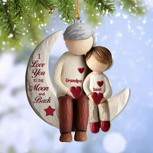 Miniatura 13 de Abuela y Nieto Moon Loves - Adornos Acrílicos Personalizados de 1 Capa - Te Amo Hasta la Luna y de Vuelta - Adorno Adornos Navideños 2025