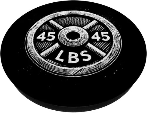 Miniatura 2 de Vintage 45lbs Weightlifting Plate Gym Chalk Design Workout PopSockets Adhesive PopGrip