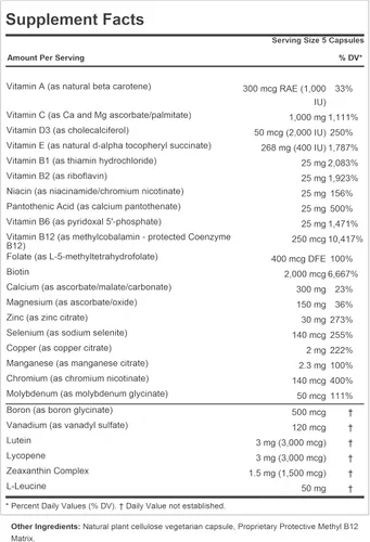 Miniatura 2 de ANDREW LESSMAN Multivitamínico - Completo 150 cápsulas - Alta potencia de más de 30 nutrientes, vitaminas esenciales, minerales, carotenoides.