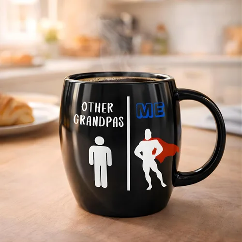 Miniatura 5 de Taza de café divertida de 16 onzas – Diseño de superhéroe de otros abuelos contra mí – Taza de cerámica de doble cara regalo para abuelo, papá