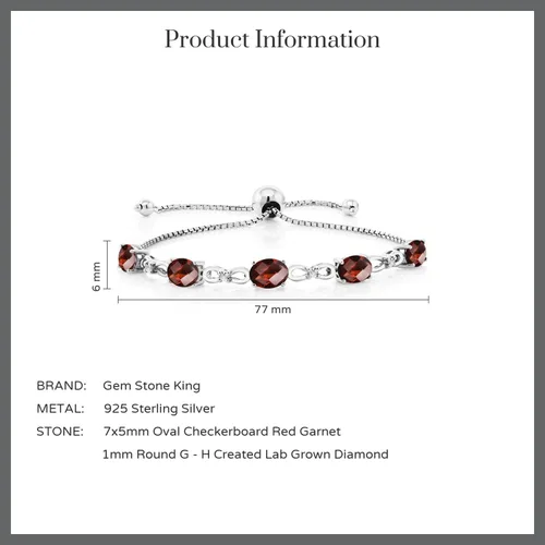 Miniatura 70 de Gem Stone King Pulsera de tenis de diamantes cultivados en laboratorio con piedra natal de 3-6 quilates para mujer, plata de ley 925, ovalada