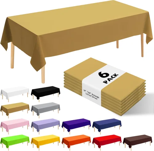 Miniatura 33 de Paquete de 6 manteles de plástico desechables patrióticos de 54 x 108 pulgadas, para fiestas con temática conmemorativa, desechables para mesas de 6