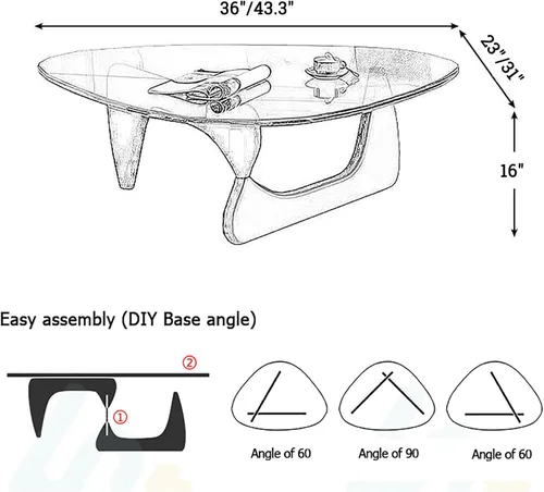 Miniatura 2 de Mesa auxiliar triangular de madera maciza, mesa de centro moderna de mediados de siglo para sala de estar, mesa auxiliar vintage de madera, mesa