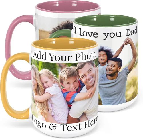 Miniatura 18 de Tazas de café con foto personalizada, 15 oz. con imagen, texto, nombre en tazas de café, regalos personalizados, taza personalizada de cerámica