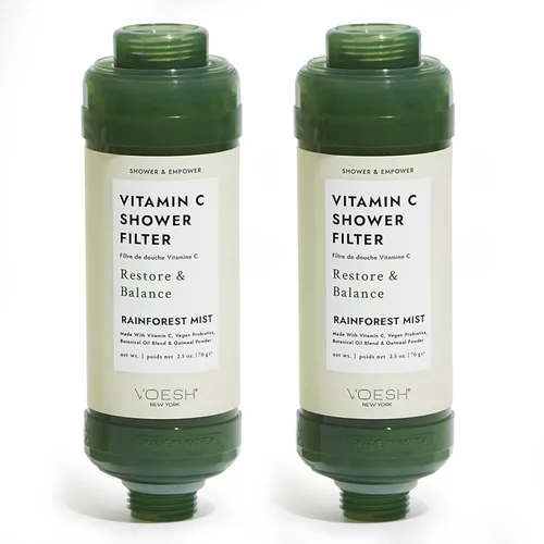 VOESH Filtro de ducha con vitamina C, niebla de selva tropical, aromaterapia de ducha, purificador de agua, suavizante de agua, probióticos veganos,