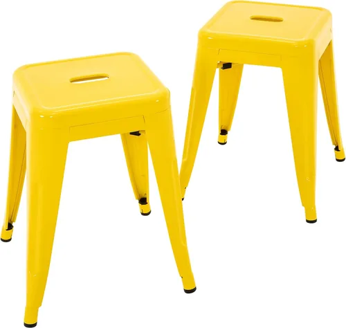 Miniatura 12 de Brage Living Juego de 4 taburetes industriales de metal de 18 pulgadas, taburetes apilables para aula, sillas de comedor de metal sin espalda