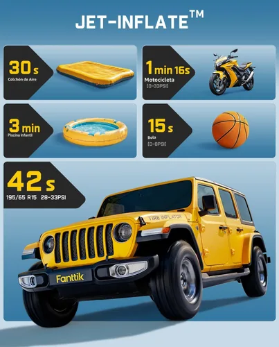 Miniatura 4 de Fanttik X10 Inflador de Neumáticos Cruz Compresor de Aire Portátil, Bomba de Aire de Inflado/Desinflado Rápido, Inflador Inalámbrico de 150PSI