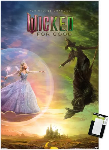 Miniatura 10 de Wicked: For Good (2025) - Póster de pared de una hoja de burbujas, 22.4 pulgadas de largo x 14.7 pulgadas de ancho, versión enmarcada de madera