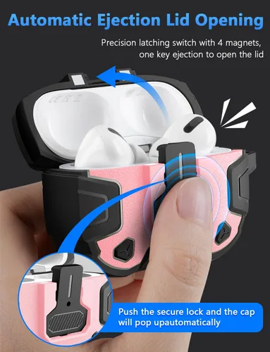 Miniatura 3 de Nillkin Funda para Airpods Pro de 2ª generación con imanes de bloqueo seguro, llavero de metal para hombres y mujeres, cuerpo completo, a prueba