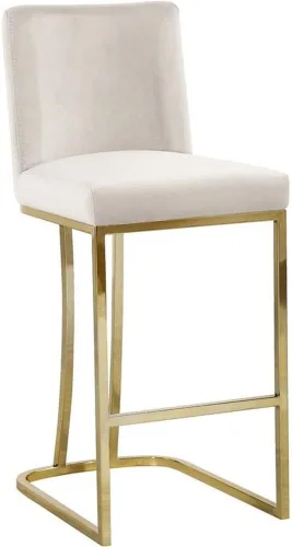 Miniatura 9 de Meridian Furniture Heidi Collection Modern Taburete tapizado de terciopelo contemporáneo con patas de metal cromado pulido, 16 pulgadas de ancho x