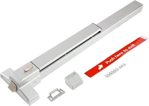 PARTOL Barras de pánico para puertas de salida comerciales, juego de cerradura de barra de pánico de acero inoxidable plateado para puertas de Con