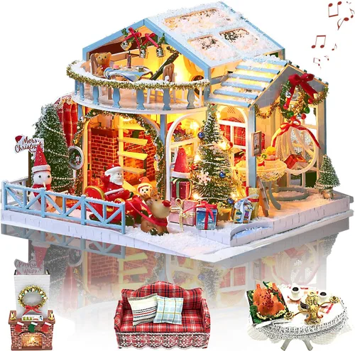 Miniatura 8 de GuDoQi Kit de casa de muñecas en miniatura, kit de casa pequeña con música, kit de casa en miniatura a escala 1:24, gran regalo de manualidades