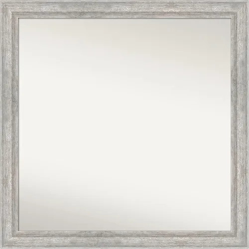 Miniatura 431 de Amanti Art Espejo de baño plateado para sobre fregadero, 23 x 23 pulgadas, espejo cuadrado plateado en ángulo, marco de madera moderno medio, se